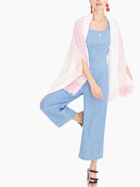 J. Crew Light Blue Wide-Leg Denim Overalls